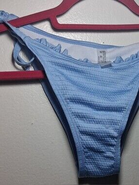 Light Blue Ribbed Tie-Side Bikini Bottom - Classic Women's Swim